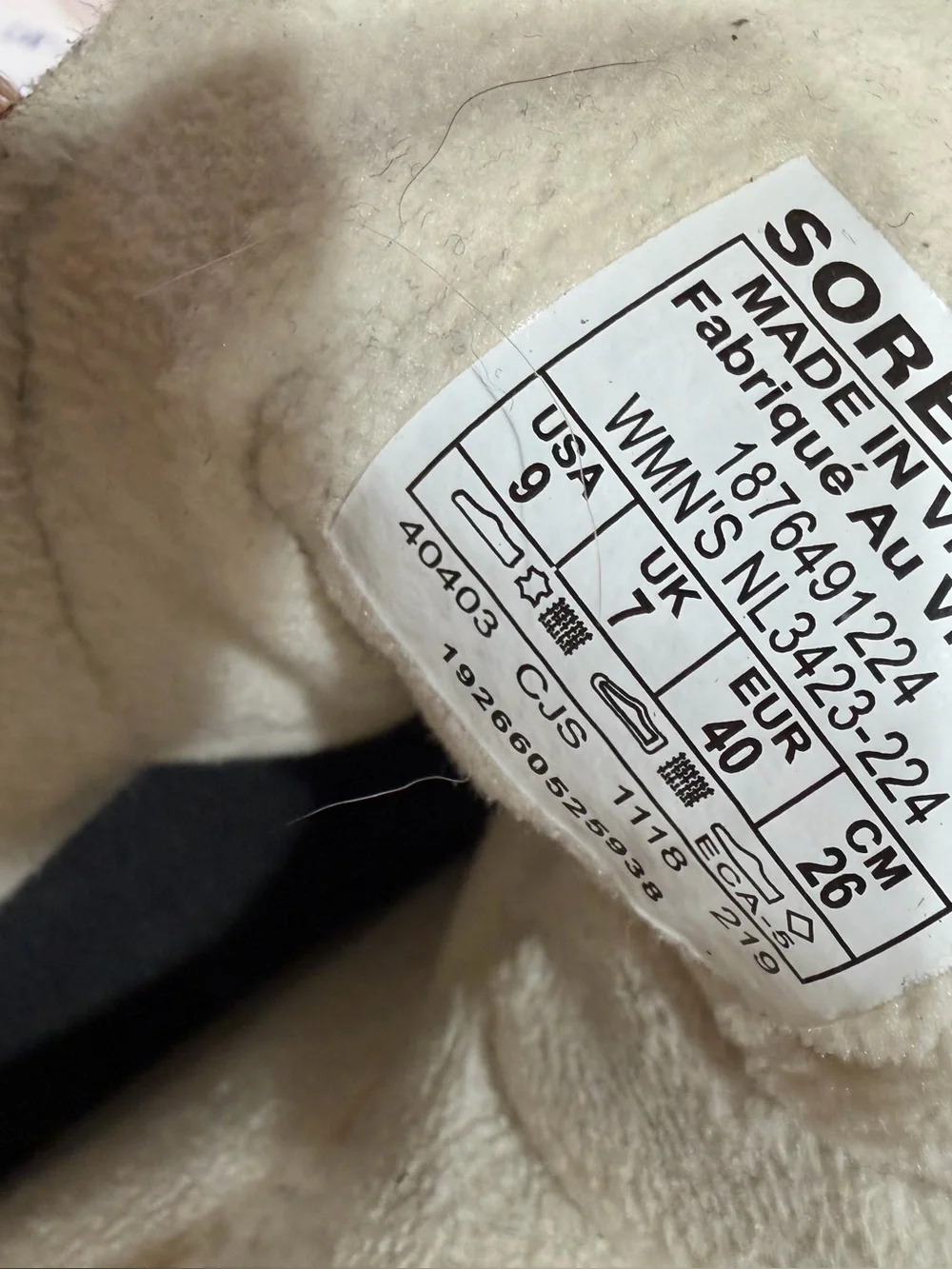 Sorel Joan tan leather gray felt ankle boot